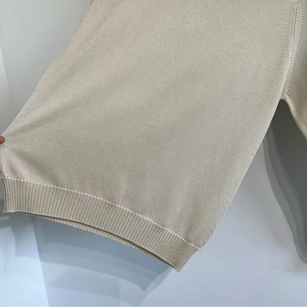 Vintage Givenchy Turtlneck Neutral Tan color lightweight knit zip back